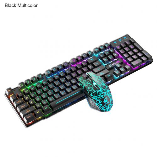 LED PC Gamer Gaming Keyboard And Mouse T3 Wireless Keyboard Gamer Gaming Keyboard Set Ergonomic for Laptop: Black  Multicolor