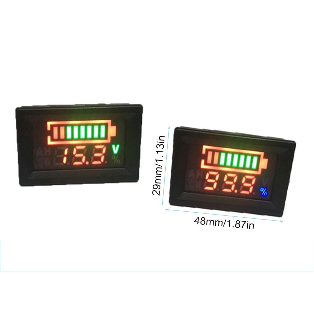 6-100V Dual Display Voltmeter Lead Acid Battery Percentage Digital Voltage Power Meter Anti-reverse Connection