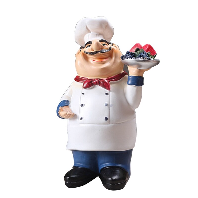 Retro Chef Model Ornaments Resin Crafts Mini Chef Figurines Home Kitchen Restaurant Bar Coffee Decor: White fruit
