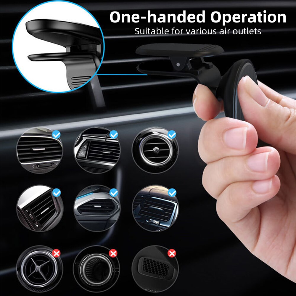 Anmone Magnetische Auto Telefoon Houder 360 Graden Draaibare Telefoon Stand Airvent Clips Magneet Houder Mini Mobiele Telefoon Gps Beugel