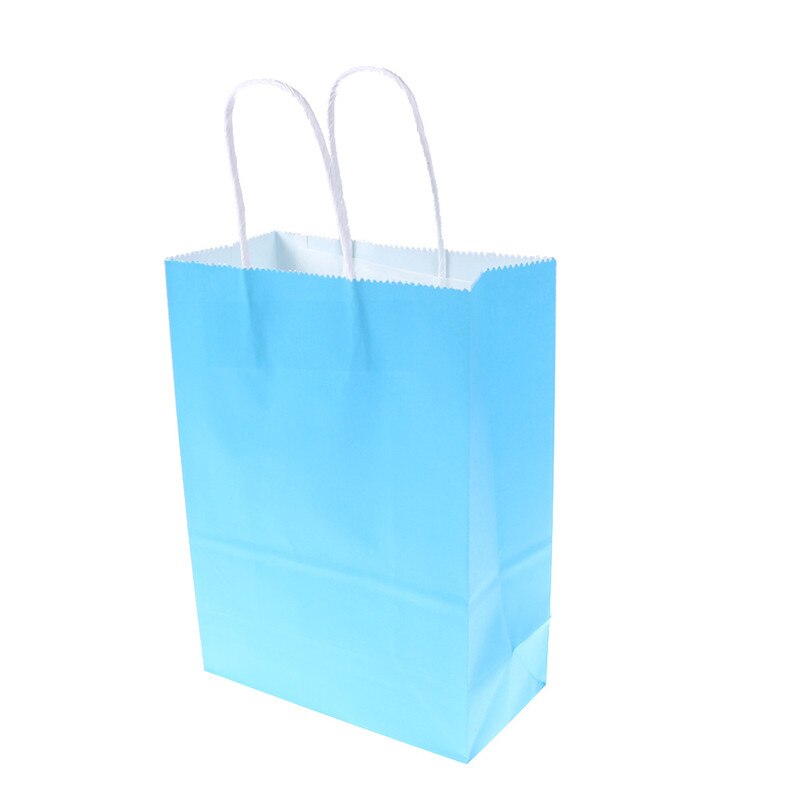 1Pcs Reusable Kraft Paper Shopping Bag With Handle DIY Multifunction Wedding Birthday Party package bags: Sky Blue