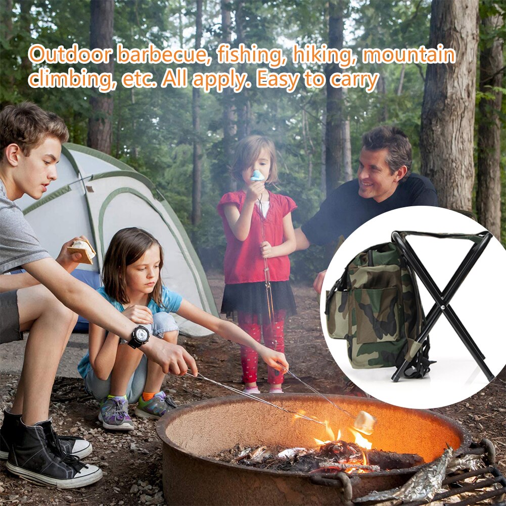 2 In 1 Folding Fishing Chair Bag Fishing Backpack Chair Stool Convenient Wear-Resistantv For Outdoor Hunting Climbing Equipment