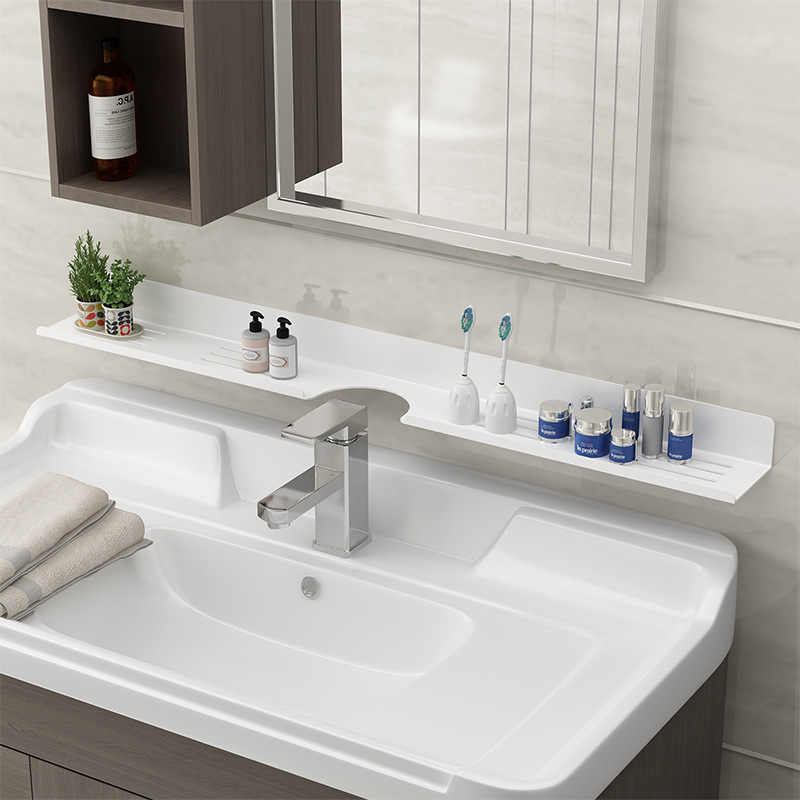 30-50cm Bathroom Shelf Stainless Steel Wall-Mounted Faucet Mirror Front Shelves Punch-free Cosmetic Storage Shelf Accessories