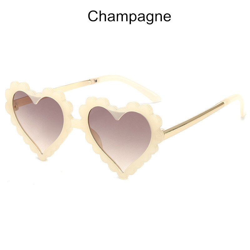 Kottdo hjerte låve solbriller låve plast søte solbriller til jenter takrenne gradient solbriller  uv400 gafas: champagne