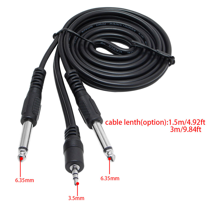 Doppio cavo da 6.35mm maschio da 1/4 "mono Jack a Jack stereo da 1/8" 3.5mm