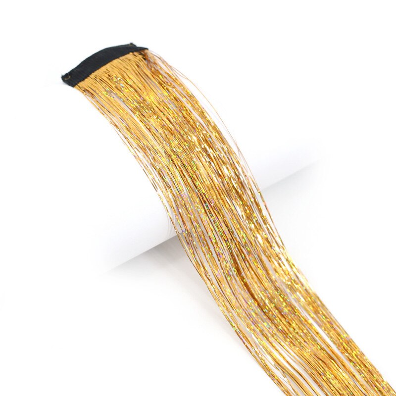 16 colors Glitter Hair Extensions Sparkle Hair Tinsel with Clip Highlights False Hair Strands 1pc Clip In Bling Hair: 5
