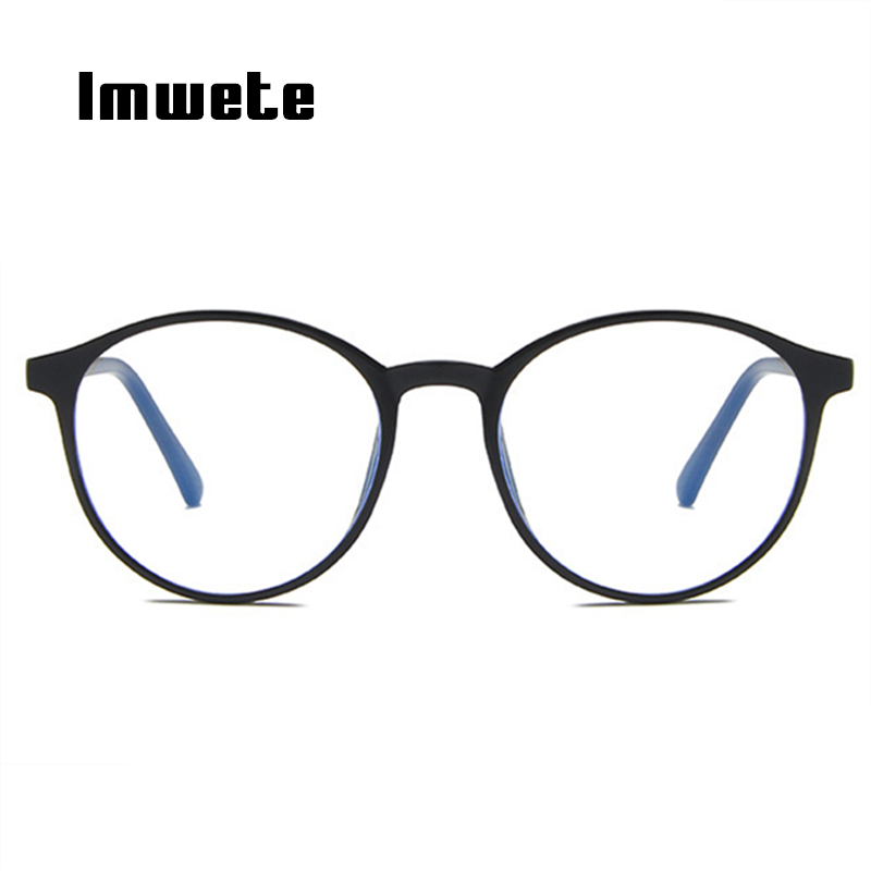 Imwete vintage anti blå lys briller kvinder gennemsigtige runde briller ramme mænd computer briller flade spejl briller