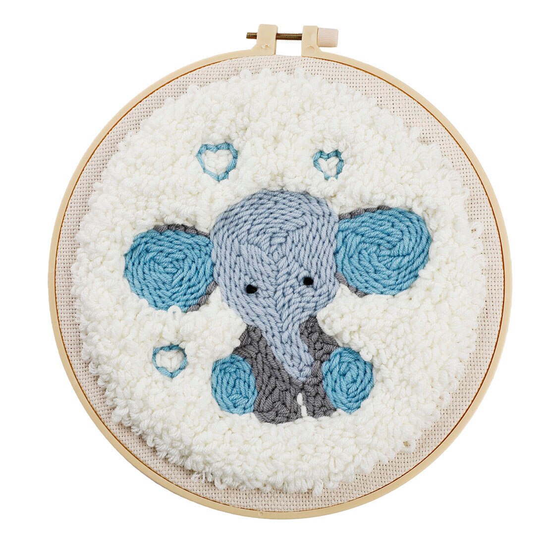 24cm DIY Knitting Wool Rug Hooking Kit Handcraft Woolen Embroidery with SKC Punch Needle Embroidery Frame - Deer: Elephant