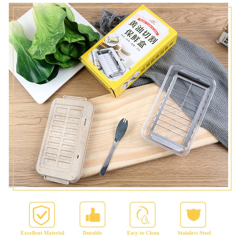 Beurrier en plastique avec couvercle beurre gardien conteneur stockage Cutter trancheuse grand Rectangle conteneur fromage pour le stockage de cuisine