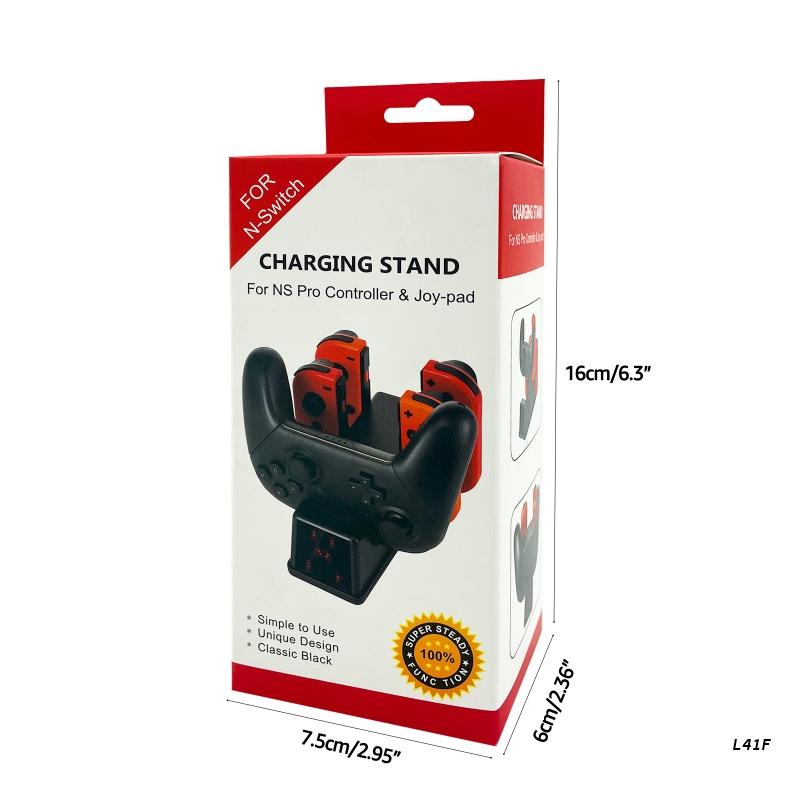 4 in 1 controller-ladestation mit 2a schnellladeanschlüssen und 4 joy-controller-steckplätzen, kompatibel mit switch-controllern