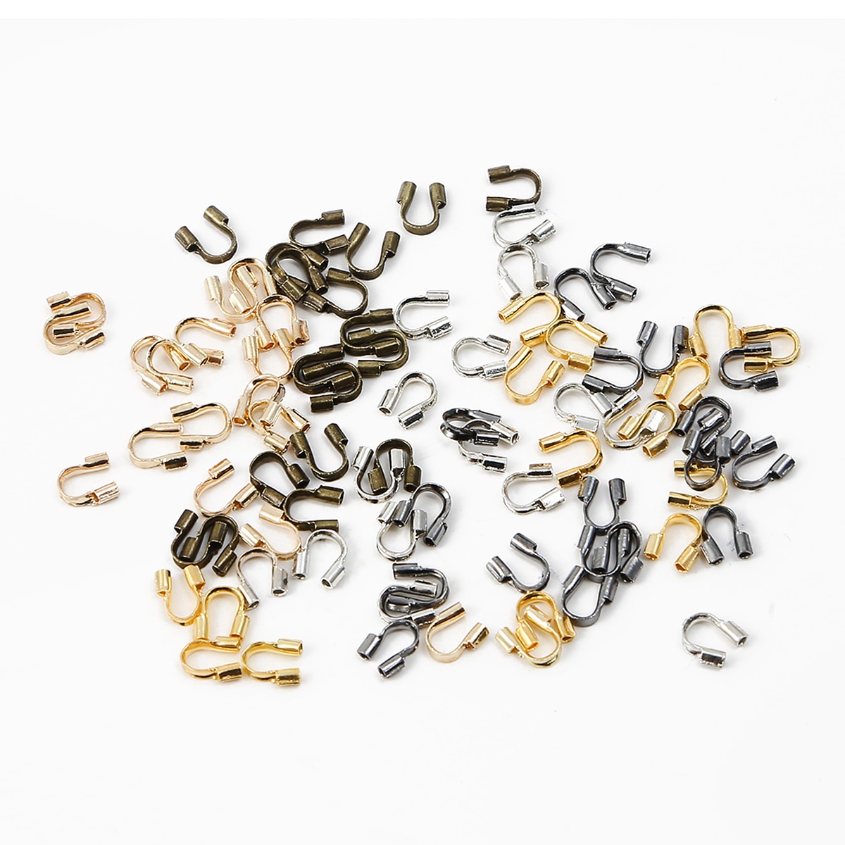 100pcs/lot 4mm Wire Protectors Wire Guard Guardian Protectors loops U Shape Accessories Clasps Connector For Jewelry Making