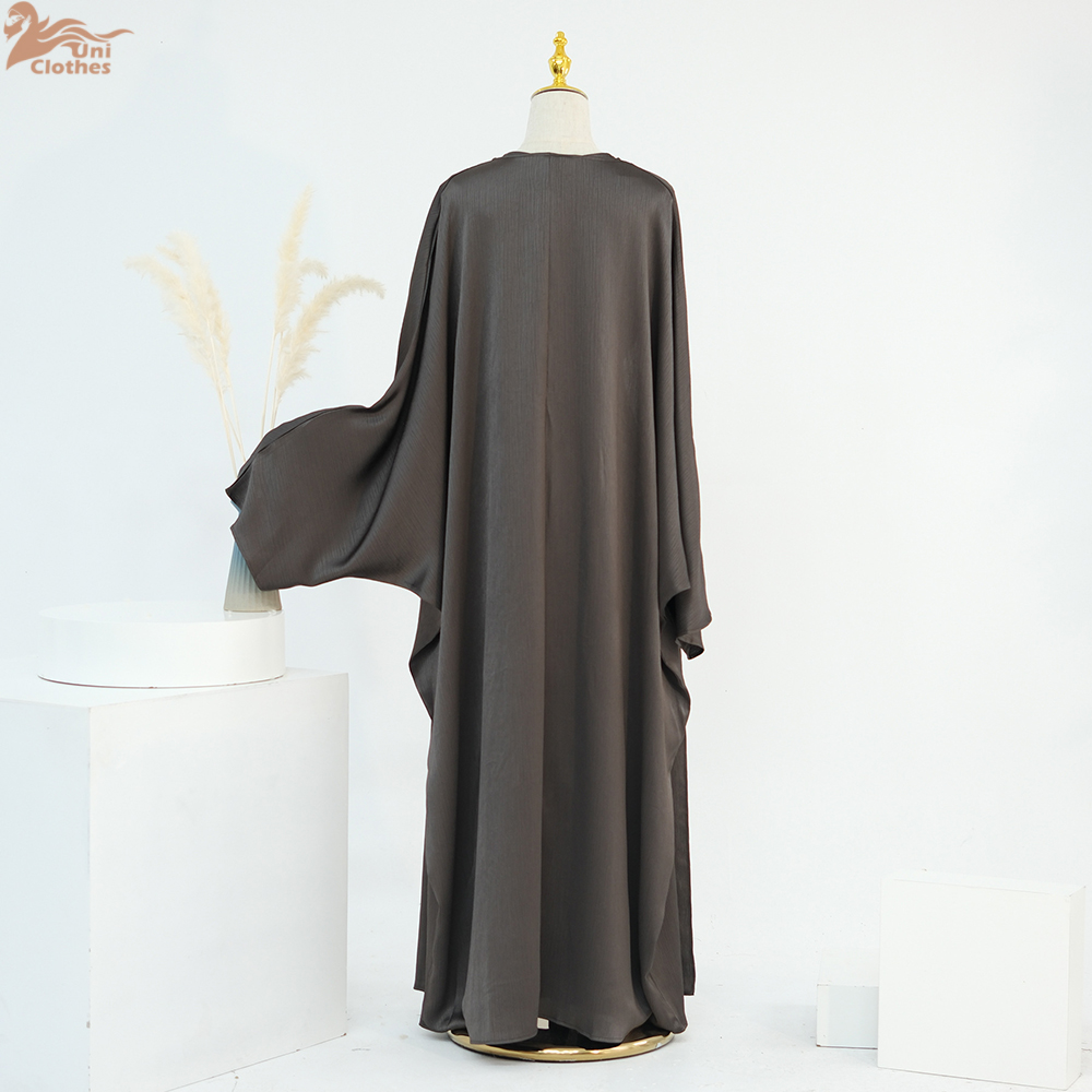 Ramadan dubai cetim liso 2 peças conjunto abaya roupas de oração feminino modesto conjuntos muçulmanos caftan marocain robe femme musulmane kaftan