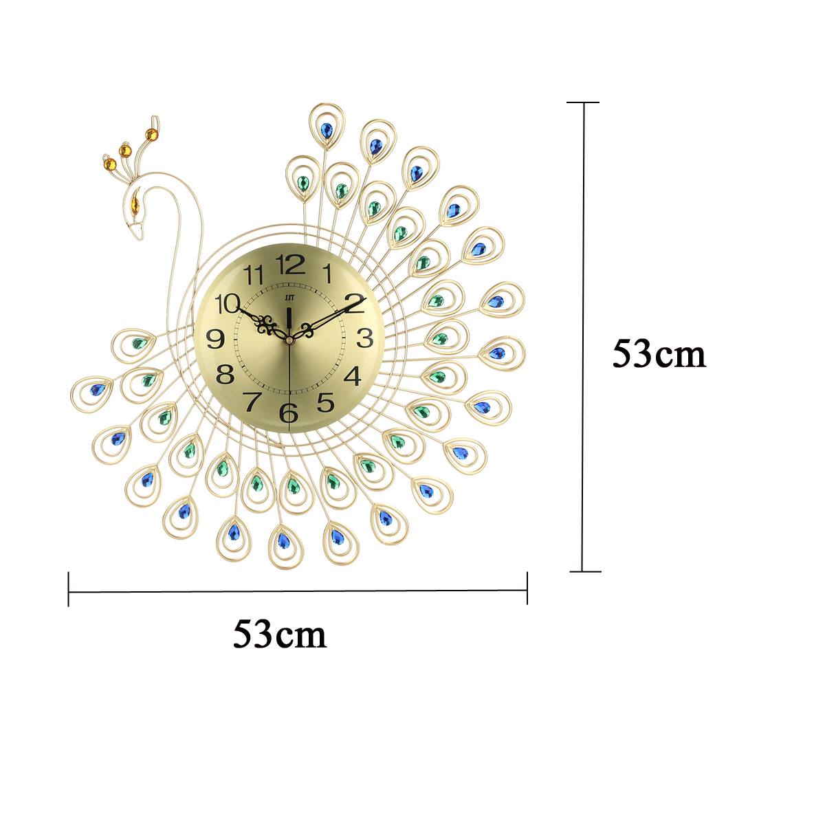 Große 3D Gold Diamant pfau Wanduhr Metall Uhr für Heimat Wohnzimmer Dekoration DIY Uhren Ornamente 53x53cm