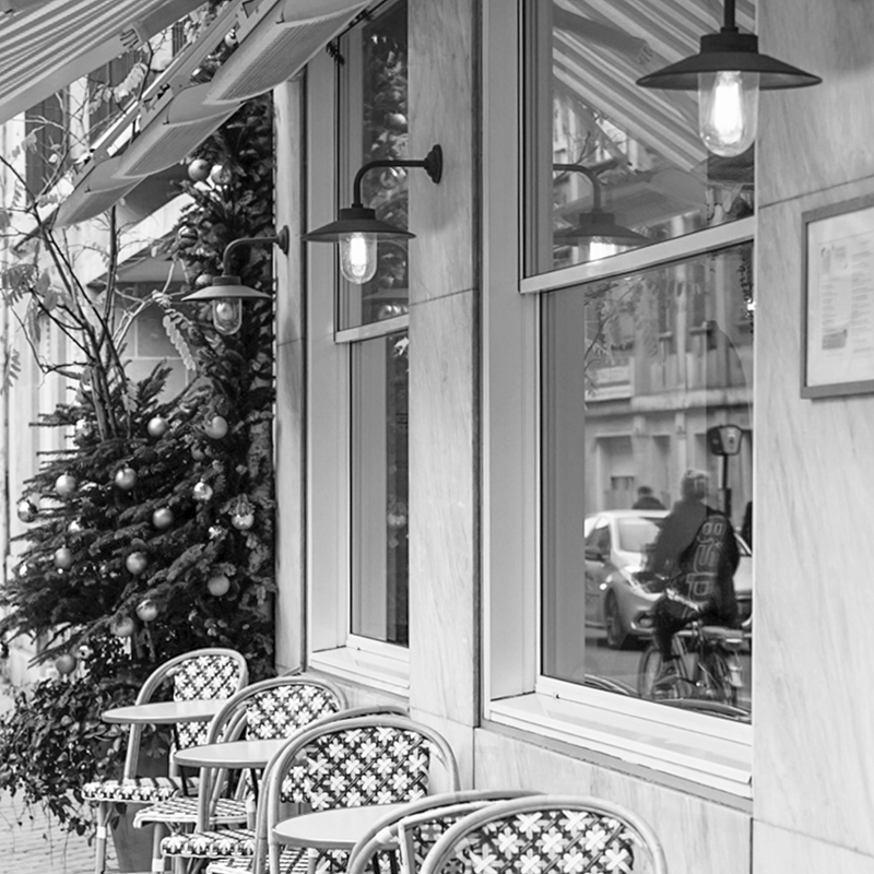 Impresiones de cafetería al aire libre francia parís en blanco y negro, fotografía Vintage, póster, tienda de café por la acera, arte, pintura en lienzo, decoración del hogar