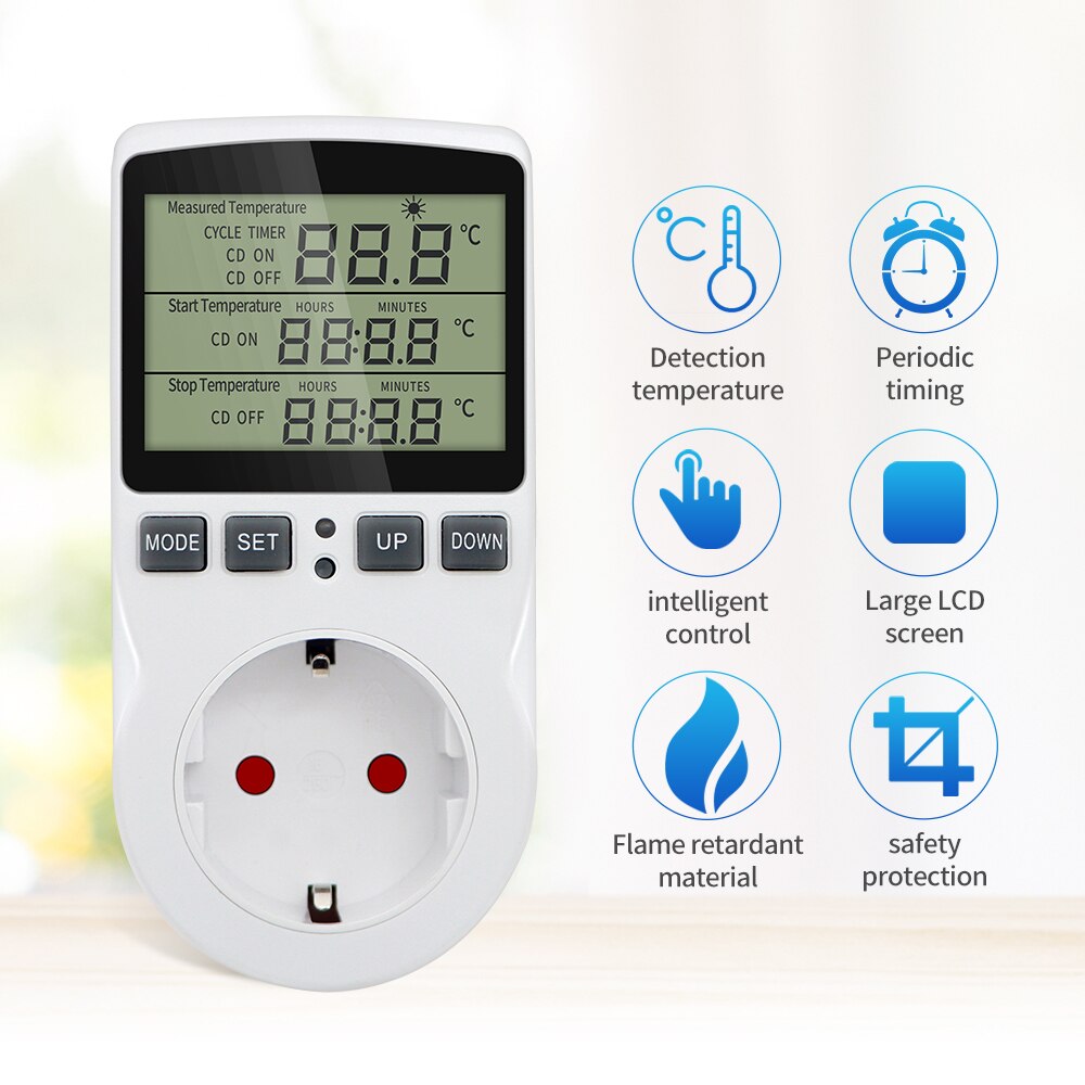 Termostato de enchufe con temporizador KT3100, controlador de temperatura multifunción, salida con temporizador, interruptor, Sensor, sonda, calefacción y refrigeración