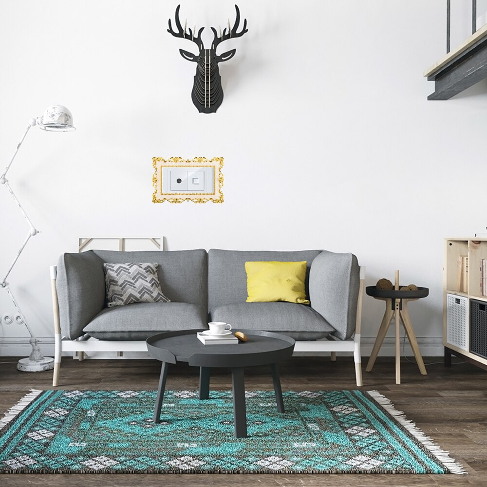 Rose Rand Licht Schakelaar Cover Goud Zilver Hars Enkele Dubbele Lichtschakelaar Surround Socket Plaat Muursticker Cover Frame Decor