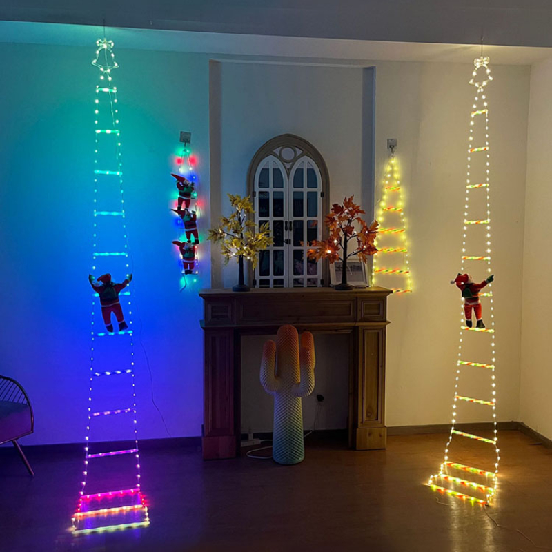 LED Weihnachtsdekorationen Feenlampe LED Leiterlampe mit Klettern Weihnachtsmann Zuhause draussen Weihnachtslicht Neujahr Ornamente s