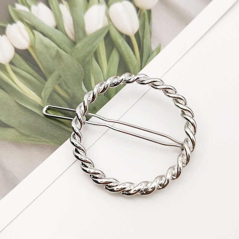 Weven geometrische driehoek haarspeld speld metaallegering cirkel haarspeld haarspeld meisjes vrouw haaraccessoires hoofddeksels