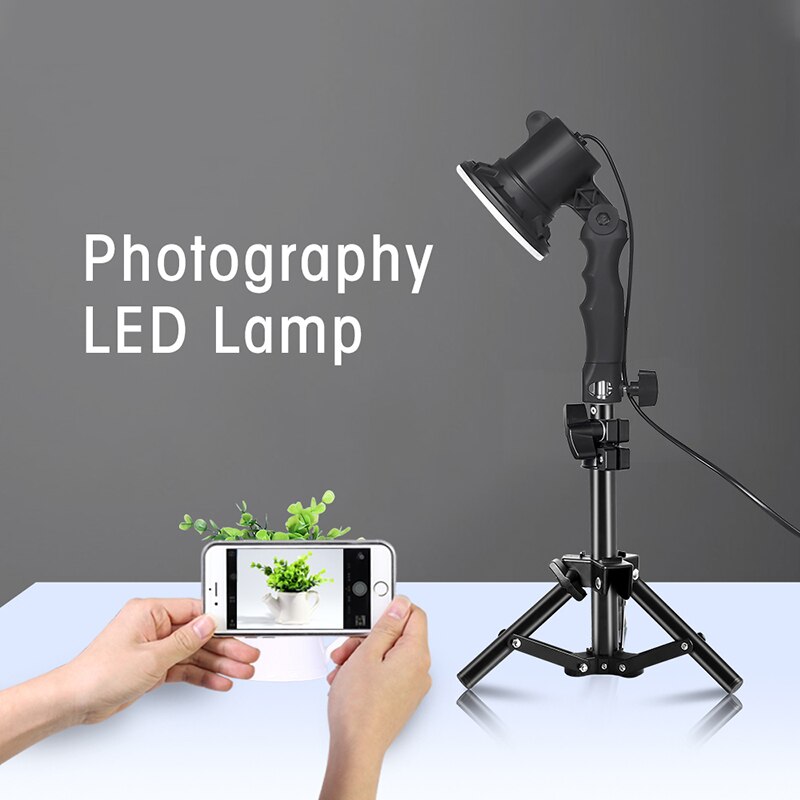 Photography Photo Studio LED Lamp Light Bulb 12W Handle Table Lighting Box With 2pcs 37CM Light Tripod Stand For Portrait Phone