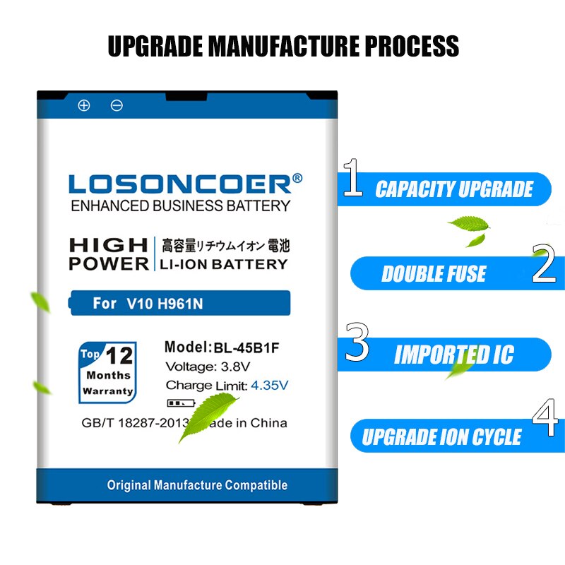 Batería de BL-45B1F de 5500mAh para LG V10, batería H961N F600 H900 H901 VS990 H968 H960 V10 K520 BL-44E1F para LG V20 F800 H990 H990