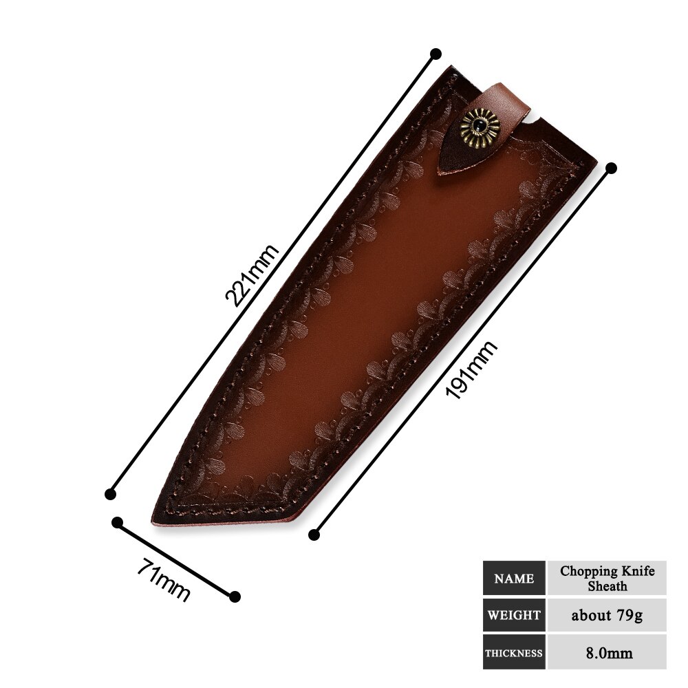 ZINZUO Kitchen Knife Edge Guards Case Leather Covers Sheath For Forged Butcher Boning Knife Blades Chef Knife Tied To Belt Tools: H.8 inch chopping
