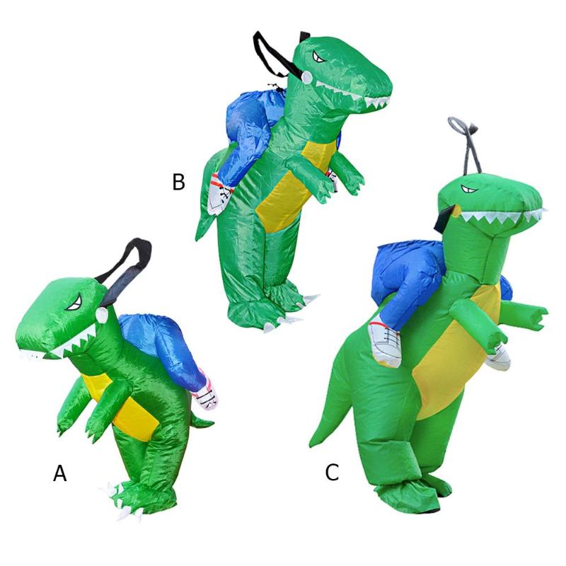 AOOWU Opblaasbaar dinosaurus-kostuum, opblaasbaar kostuum voor volwassenen, dinosauruskostuum volwassenen, rood, carnaval, party, dino-kostuum, mannen en vrouwen (155 cm - 190 cm