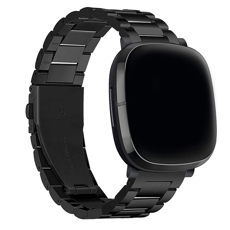 Metallarmband mit schlaufenverschluss für fitbit versa 3 sense und versa, edelstahlarmband mit drei kugeln