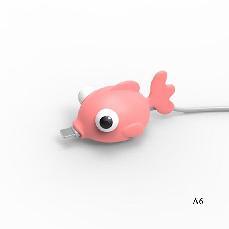 Søte tegneserier dyr bite kabel databeskytter fisk dinosaur hund shaper kabel opptrekker arrangør iphone ipad datalinje beskyttelse: Grønn