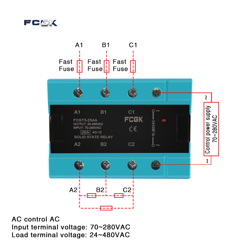 Da Drie Fase Solid State Relais 25A 40A 100A Dc Naar Ac 3 Fase Ssr 3-32V Dc controle 24-480V