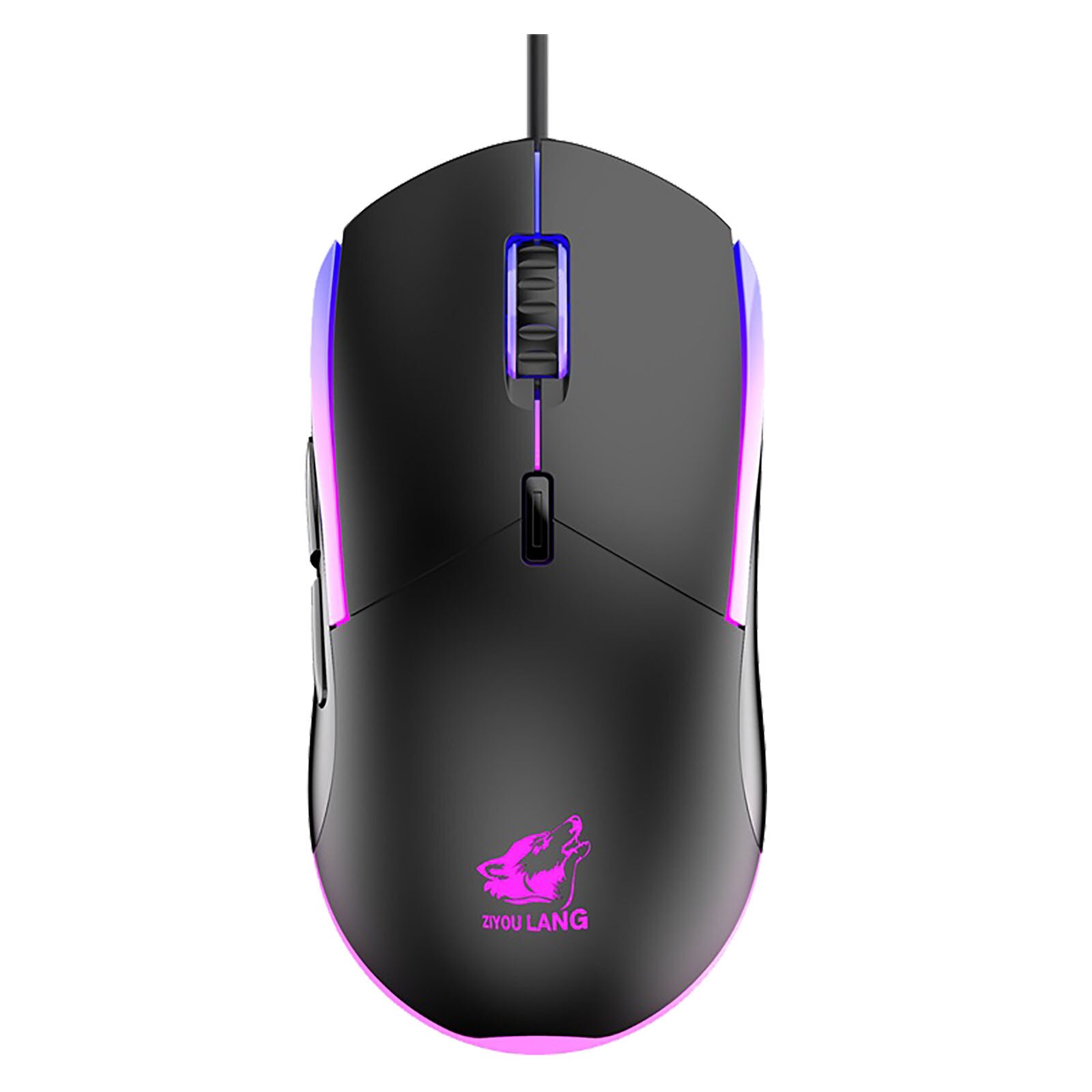 Gaming-maus mit 7 v 7 , 6 tastenbeleuchtung, optischer led-beleuchtung, 2400 dpi-einstellung, usb-anschluss für laptops und pcs