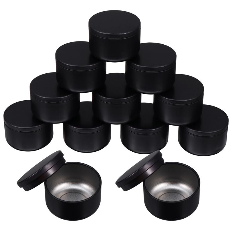 12 pz casa fai da te candela latta rotonda metallo caramelle scatole contenitori di candele candela fai da te tariffa barattoli vuoti con coperchi artigianato d'arte forniture: buio grigio