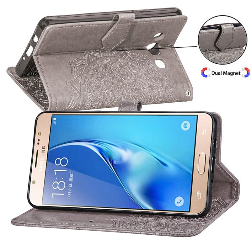 Di Cuoio di lusso di caso di vibrazione Per Samsung Galaxy J5 2016 Supporto di Carta Del Raccoglitore della Cassa Del Telefono Per Samsung Galaxy J5 2016 J510 j510F copertura