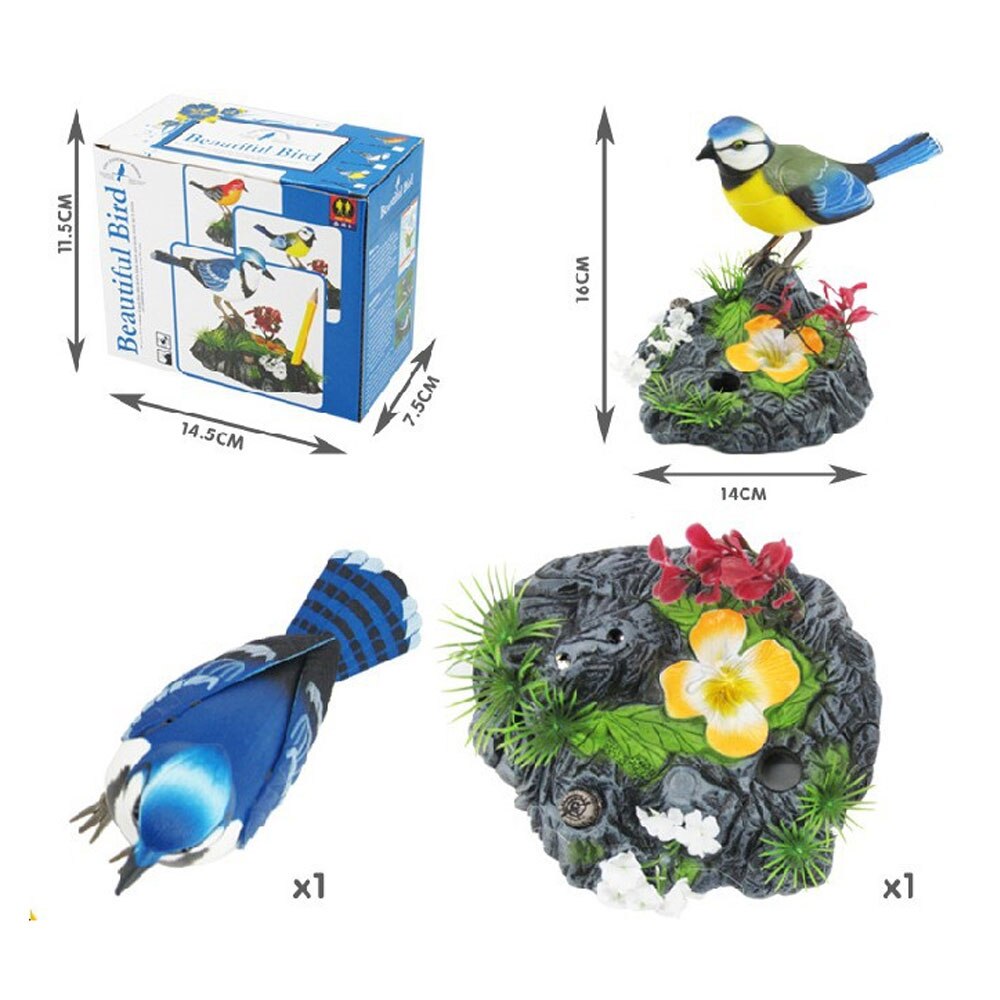 Aves Sing plástico de simulación alimentado por 3 baterías 1,5 V Decoración