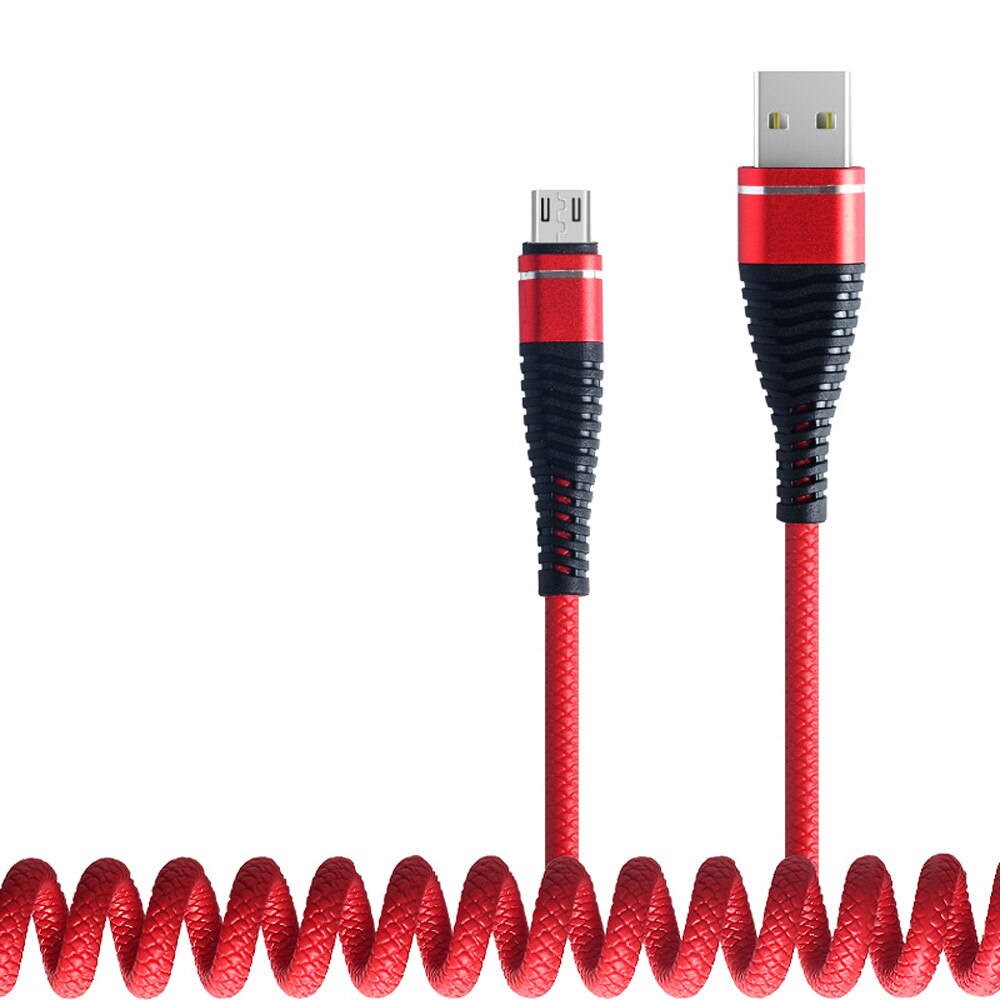 Mobiele Telefoon Usb Lader Datakabel Snelle Opladen Micro Usb Vissenstaart Voorjaar Duurzaam Aluminium Kabel Voor Android Telefoon: Rood