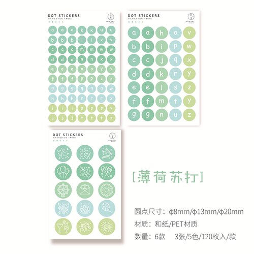 Kirjain numero väri pisteet päiväkirja koristeellinen kawaii japanilainen paperitavara pyöreä tarrat scrapbooking tee-se-itse päiväkirja albumi tikku etiketti: 4
