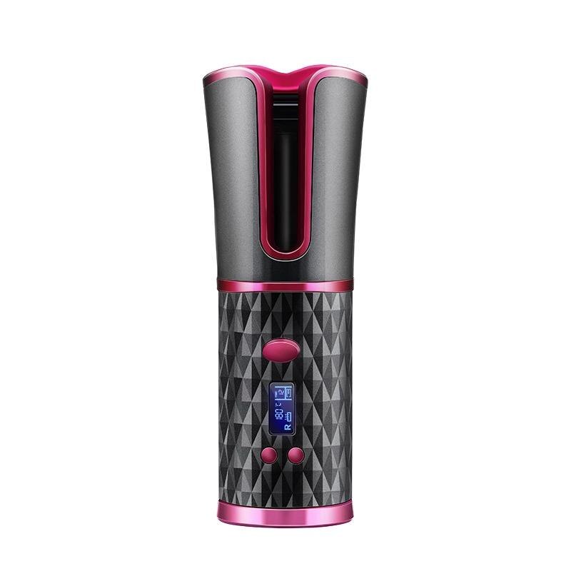 Rizador de pelo automático inalámbrico portátil, rizador de cerámica recargable por USB, herramientas de estilismo de rotación automática: NEW BLACK