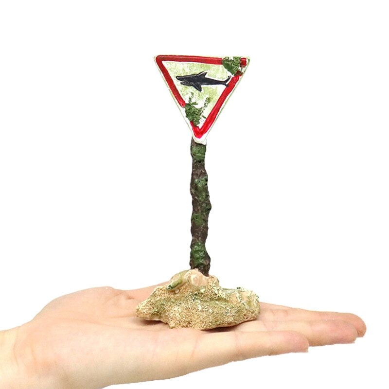 Shark Warning Board Aquarium Décor Ornaments, Warning Sign Sunken Rock, Resin Fish Tank Decorations Remains