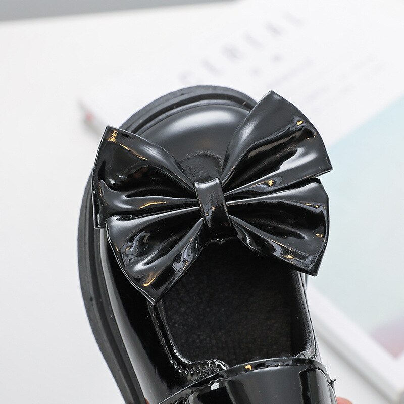 Japanese Girls Leather Shoes 2022 Spring Britain Students Uniform Mary Janes with Bow Black Princess Thick Bottom Glossy Shoes