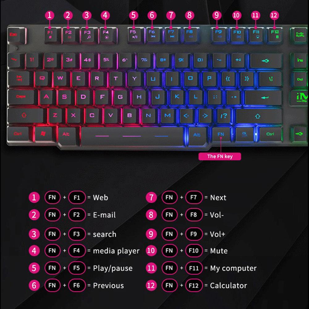 Gaming Keyboard USB Wired Keyboard LED Backlit 104 Keys Mechanical Keyboard 19 Keys Anti-Ghosting