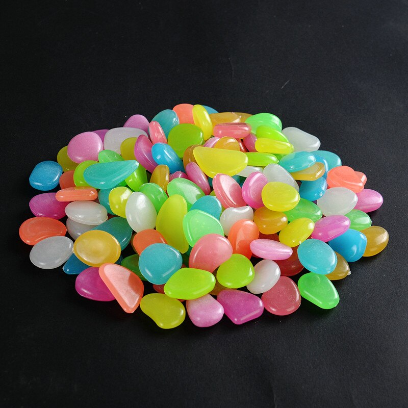 Piedras luminosas para decoración de jardín, guijarros decorativos que brillan en la oscuridad, para pecera al aire libre, piedras de guijarros, mezcla de colores para acuario, 50 Uds.
