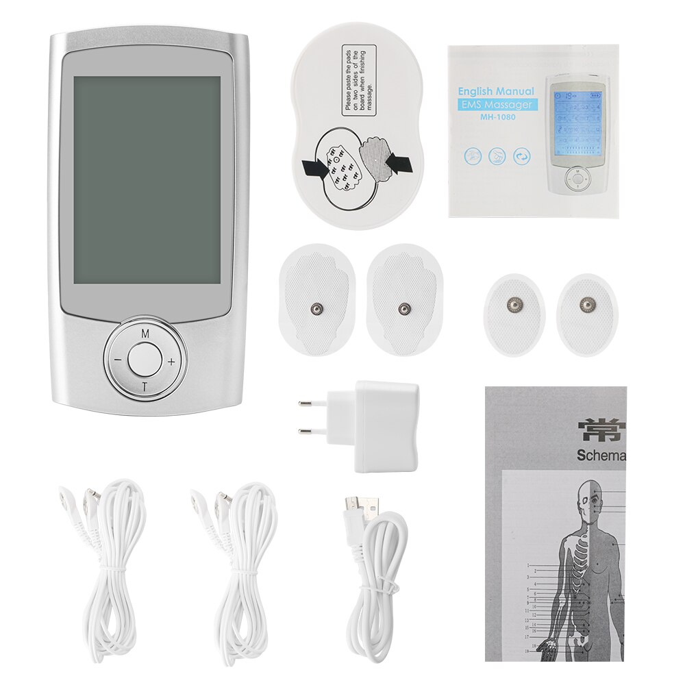 Stimulateur musculaire dizaines unité 16 Modes double sortie EMS corps soulagement de la douleur Massage électrique électronique impulsion physiothérapie masseur: NO GIFT BOX