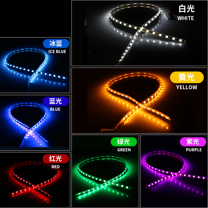 12V Universele Auto Led Decoratieve 45Cm Strip Verlichting Motorfiets Decoratie Led Bar Auto Interieur Ambient Sfeer Strip Verlichting