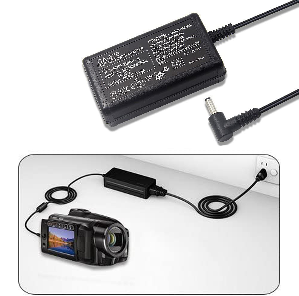 CA-570 Adapter/Charger for Canon R60 ZR65MC ZR70MCDC10 DC100 DC19 DC20 DC21 LEGRIA HF G30 XA10 XA20 XA25 XC10 Canon EOS 5D EOS 4