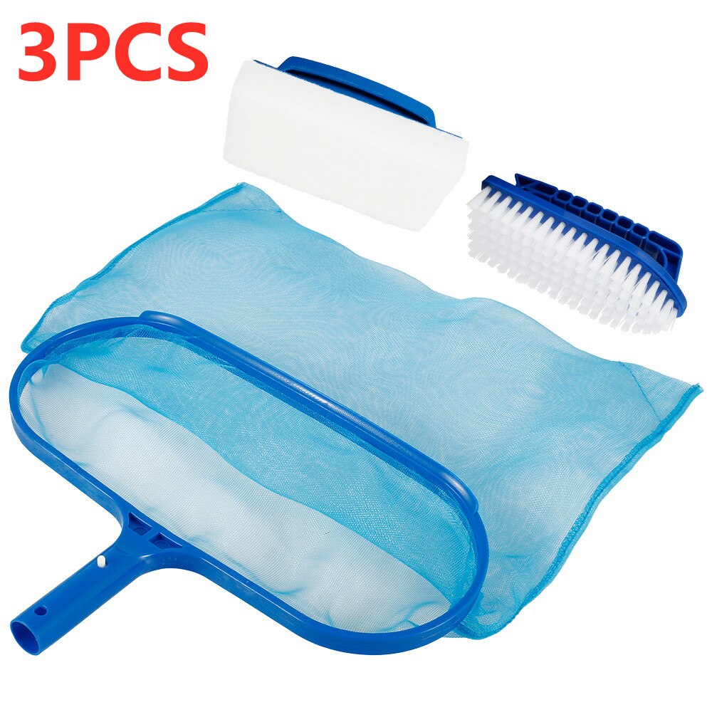 Swimming Pool Net Tool Shallow/Deep Water Adjustable Rake Pool Cleaning Net Equipment Home Outdoor Fishing Net Supplies: 1 Net and 2 Brush