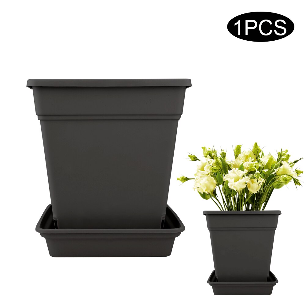 Plastic Planters Indoor Plant Pots Flower Pots With Drainage Trays For House Plants Succulents Flowers: black