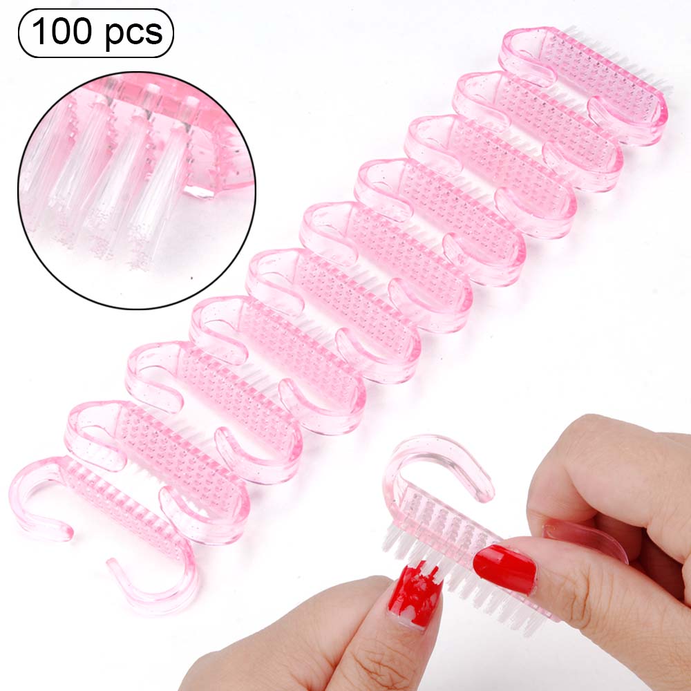 Reinigung Nagel Pinsel Nail art UV Gel Entfernen Maniküre Pediküre Werkzeug Kunststoff Finger Pflege Staub Sauber Griff Make-Up Waschen Für Frauen