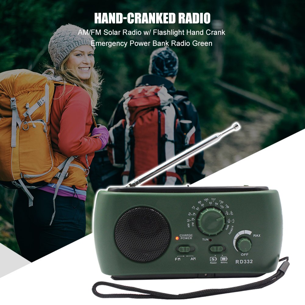 Solar Radio Hand Crank Radio AM/FM Weather Emergency Portable w/3 LED Flashlight Musical Enjoyable Instrument Supply