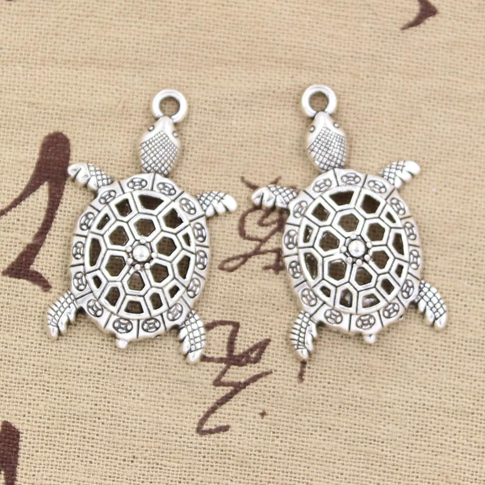8 pièces breloques creuse tortue tortue mer 38x25mm Antique Bronze argent couleur plaqué pendentifs faisant bricolage à la main tibétain bijoux