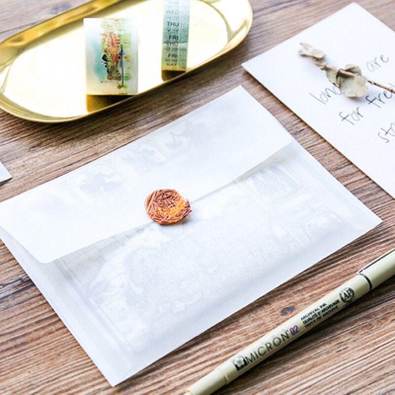 10 pcs/lot Blank Sulfuric Acid Paper Envelope DIY Message Card Letter Translucent Envelopes for Wedding Letter Card