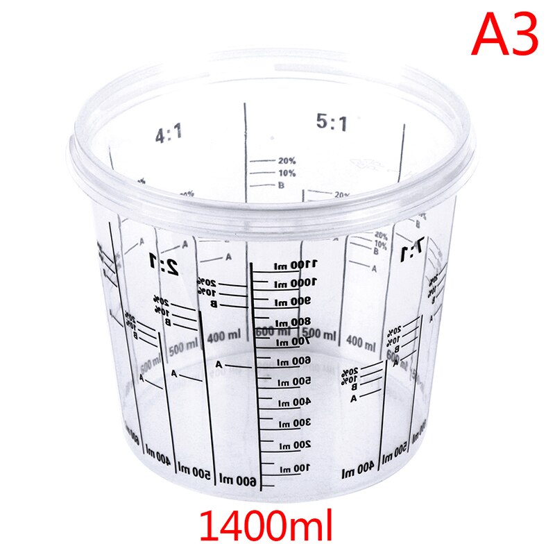 1 stuks plastic verfmengbekers 385ml 750ml 1400ml 2300ml verfmengbeker gekalibreerd voor het nauwkeurig mengen van verf en vloeistoffen: 1400ml